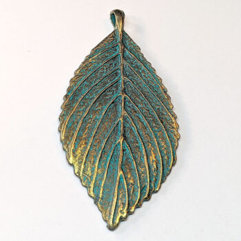 Large Leaf With Veins Pendant Antique Bronze Patina