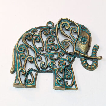 Large Hollow Elephant Pendant Antique Bronze Patina