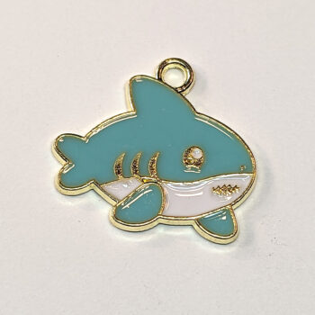 Blue Shark Enamel Charm Gold