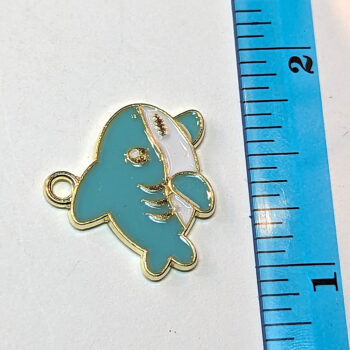 Blue Shark Enamel Charm Gold - Image 2