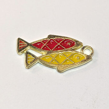 Yellow Red Fish Pair Enamel Charm Gold