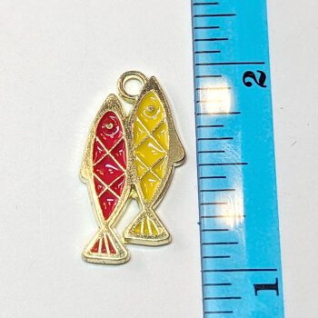 Yellow Red Fish Pair Enamel Charm Gold - Image 2