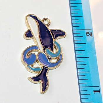 Blue Jumping Dolphin Enamel Charm Gold - Image 2