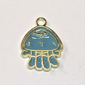 Blue Jellyfish Enamel Charm Gold