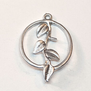 Branch Leaves Leaf Hoop Charm / Connector Silver