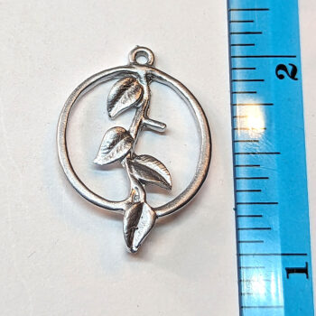 Branch Leaves Leaf Hoop Charm / Connector Silver - Image 2