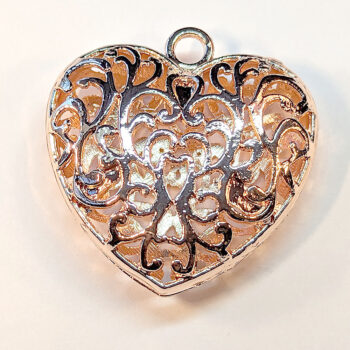 Large Decorative Hollow Heart Pendant Rose Gold