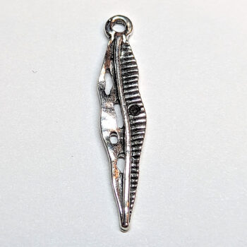 Small Slender Leaf Charm Antique Silver