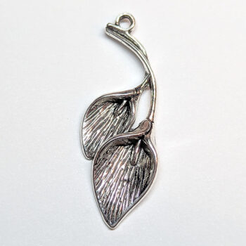 Double Calla Lily Flower Pendant Antique Silver