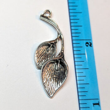 Double Calla Lily Flower Pendant Antique Silver - Image 2