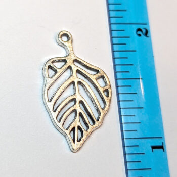 Small Hollow Vein Leaf Charm Antique Silver - Image 4