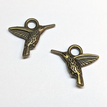 Hummingbird Charm Two-Sided Antique Bronze