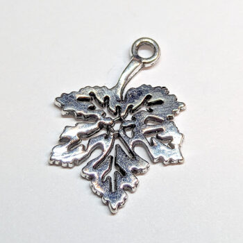 Small Hollow Maple Leaf Charm Antique Silver