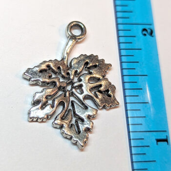 Small Hollow Maple Leaf Charm Antique Silver - Image 2