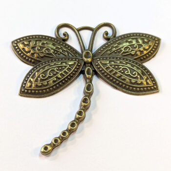 Large Curved Tail Dragonfly Pendant Antique Bronze