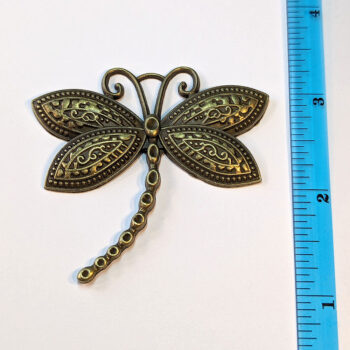 Large Curved Tail Dragonfly Pendant Antique Bronze - Image 2