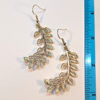 KC Gold Curved Branch Leaf Earrings - Image 3