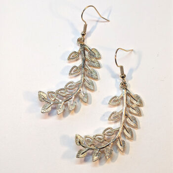 KC Gold Curved Branch Leaf Earrings - Image 2