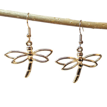 KC Gold Hollow Cutout Dragonfly Earrings