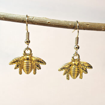 Gold Bee Earrings - Image 2