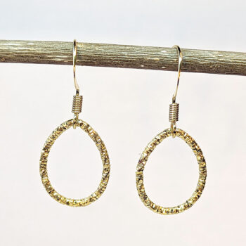 Antique Gold Textured Geometric Teardrop Earrings