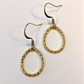 Antique Gold Textured Geometric Teardrop Earrings - Image 3