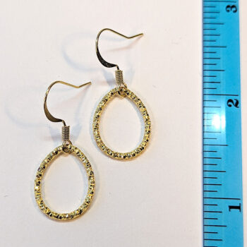 Antique Gold Textured Geometric Teardrop Earrings - Image 2