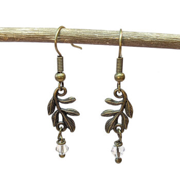 Antique Bronze Branch Connector Bead Drop Earrings