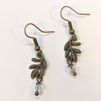 Antique Bronze Branch Connector Bead Drop Earrings - Image 3