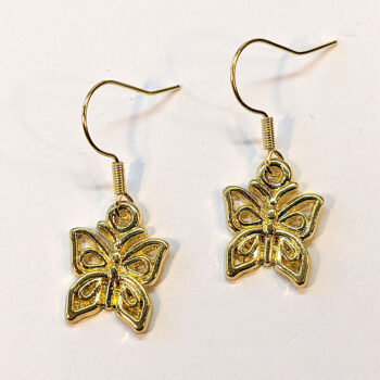 Small Hollow Decorative Butterfly Earrings Gold - Image 3