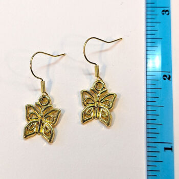 Small Hollow Decorative Butterfly Earrings Gold - Image 2