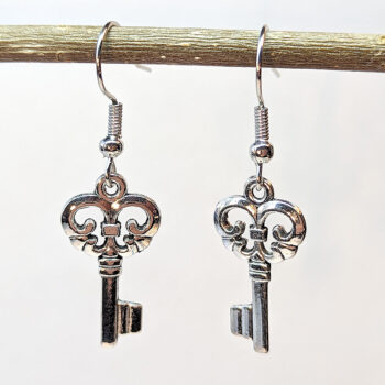 Antique Silver Rounded Master Key Earrings