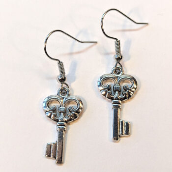 Antique Silver Rounded Master Key Earrings - Image 3