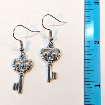 Antique Silver Rounded Master Key Earrings - Image 2