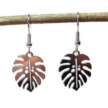 Silver Monstera Leaf Earrings