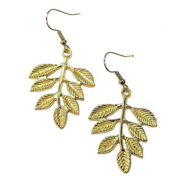 Gold Branch Leaf Leaves Earrings