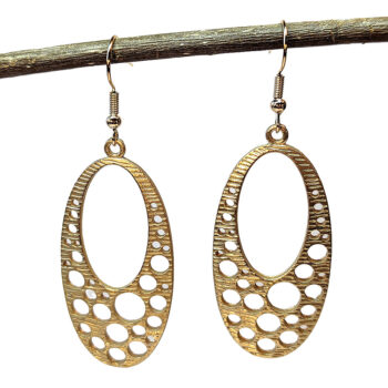 Gold Large Oval Earrings - Image 2