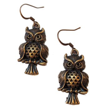 Antique Copper Medium Owl Earrings