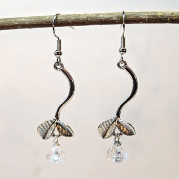 Antique Silver Branch Leaves Flower Earrings - Image 5