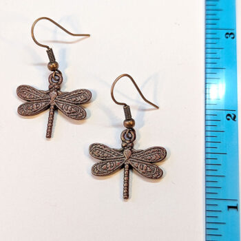 Antique Copper Small Dragonfly Earrings - Image 3