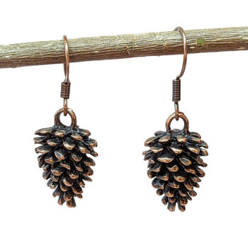 Pine Cone 3D Antique Copper Earrings