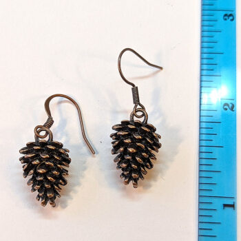 Pine Cone 3D Antique Copper Earrings - Image 3