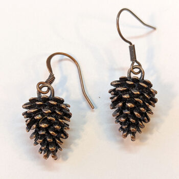 Pine Cone 3D Antique Copper Earrings - Image 2