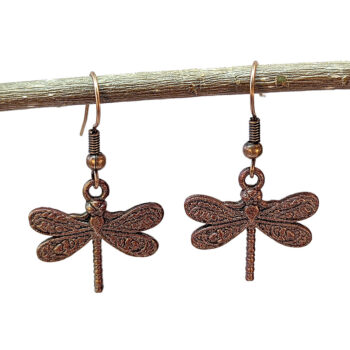 Antique Copper Small Dragonfly Earrings - Image 2