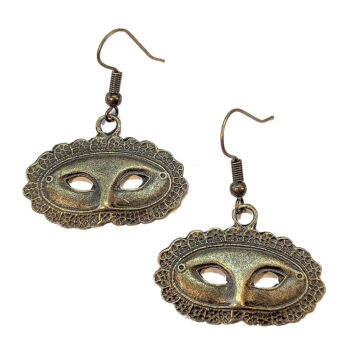 Antique Bronze Opera Mask Maskerade Earrings