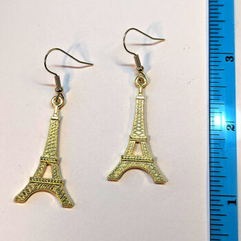 Gold Eiffel Tower Earrings - Image 2