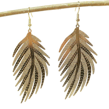 Shiny KC Gold Large Lightweight Leaf Earrings