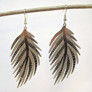 Shiny KC Gold Large Lightweight Leaf Earrings - Image 5