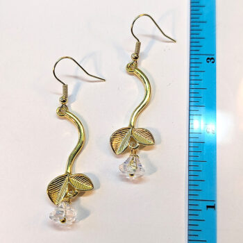 Antique Gold Branch Leaves Flower Earrings - Image 2