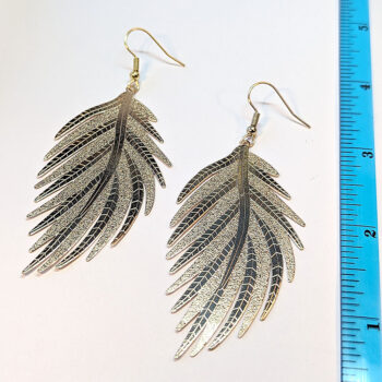 Shiny KC Gold Large Lightweight Leaf Earrings - Image 3